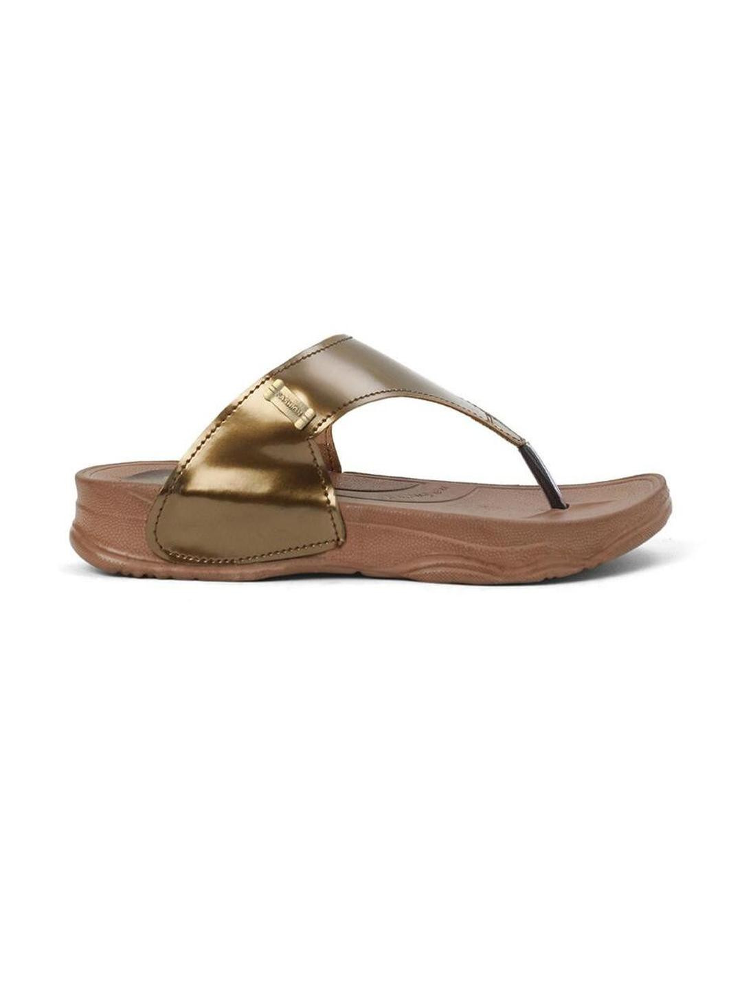 Cozy Wear Women Sandals (Gold, Brown , 8)