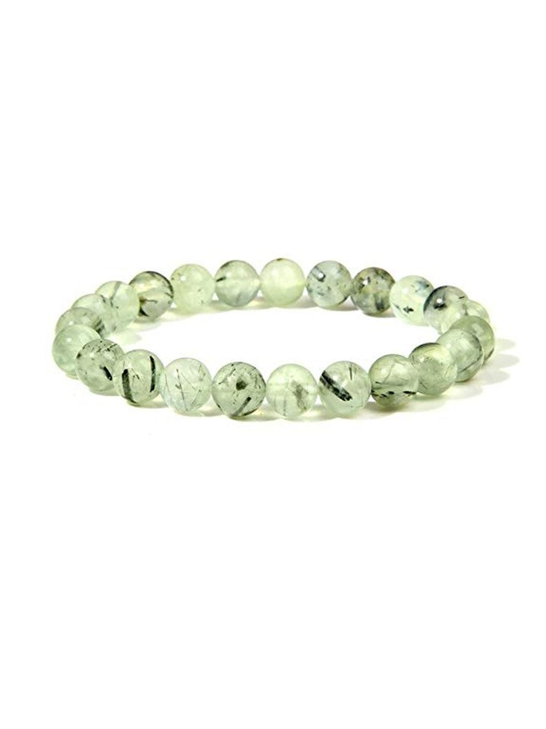 EDMIRIA Unisex Green Prehnite Beads Elasticated Slip-On Bracelet