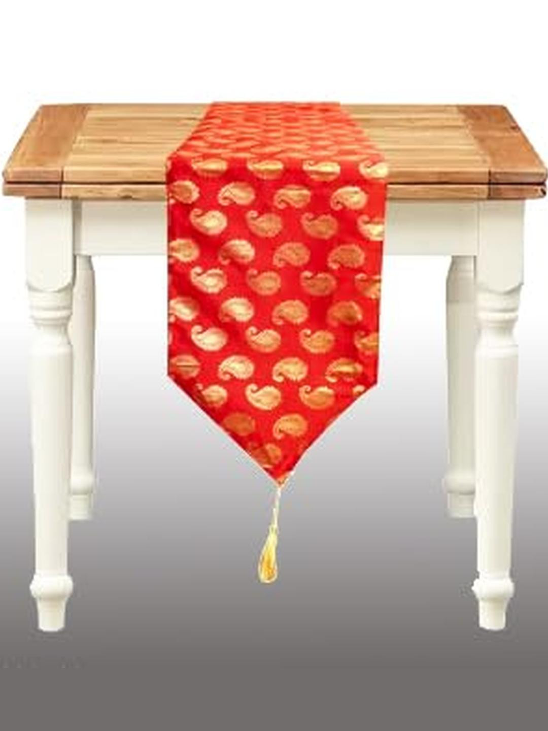 Pink Parrot Multi-Coloured Ethnic Motifs Printed Table Runner