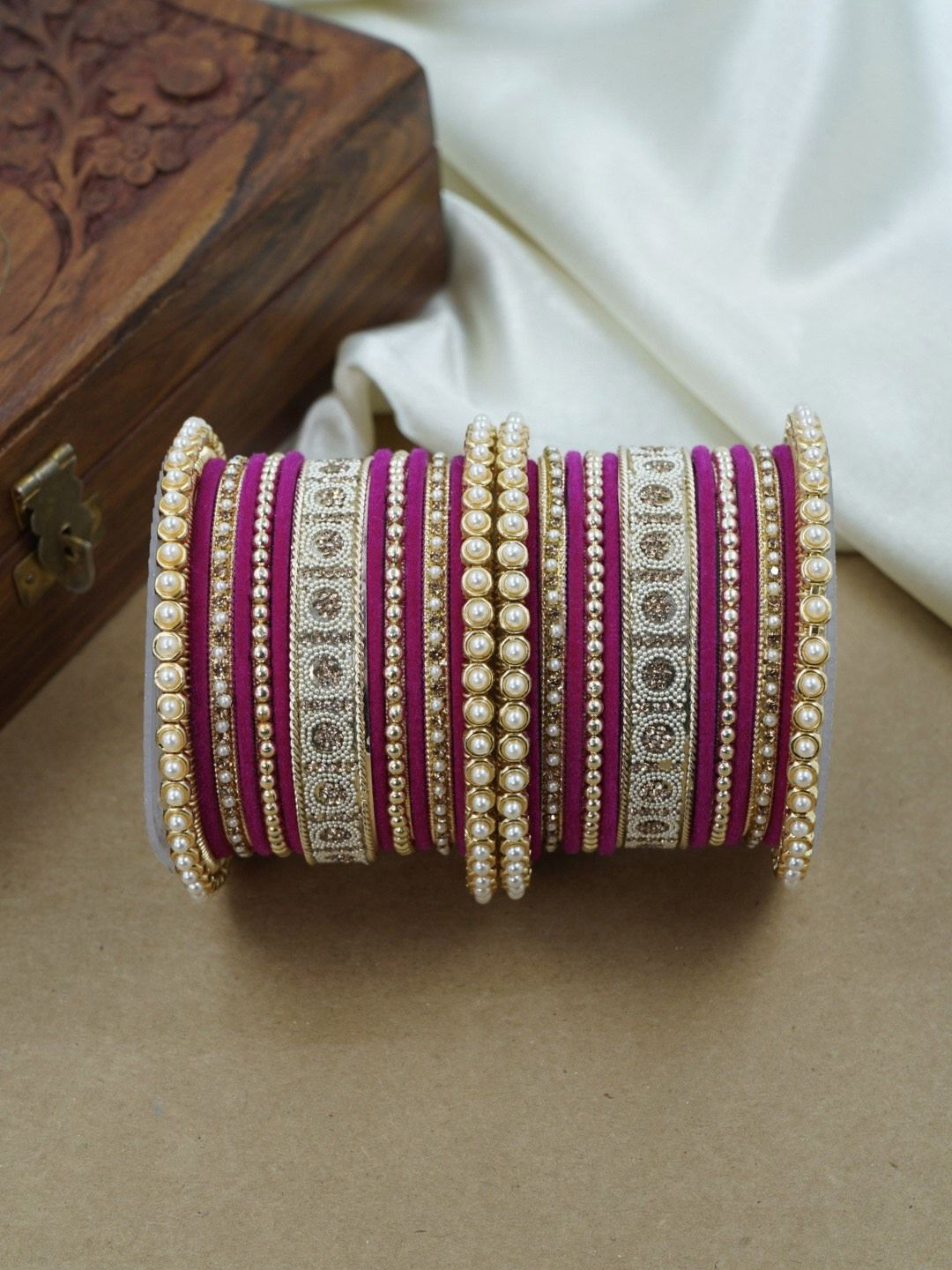 Wedding Chuda by Hitesh Bangles Set Of 26 Kundan-Studded Bangles