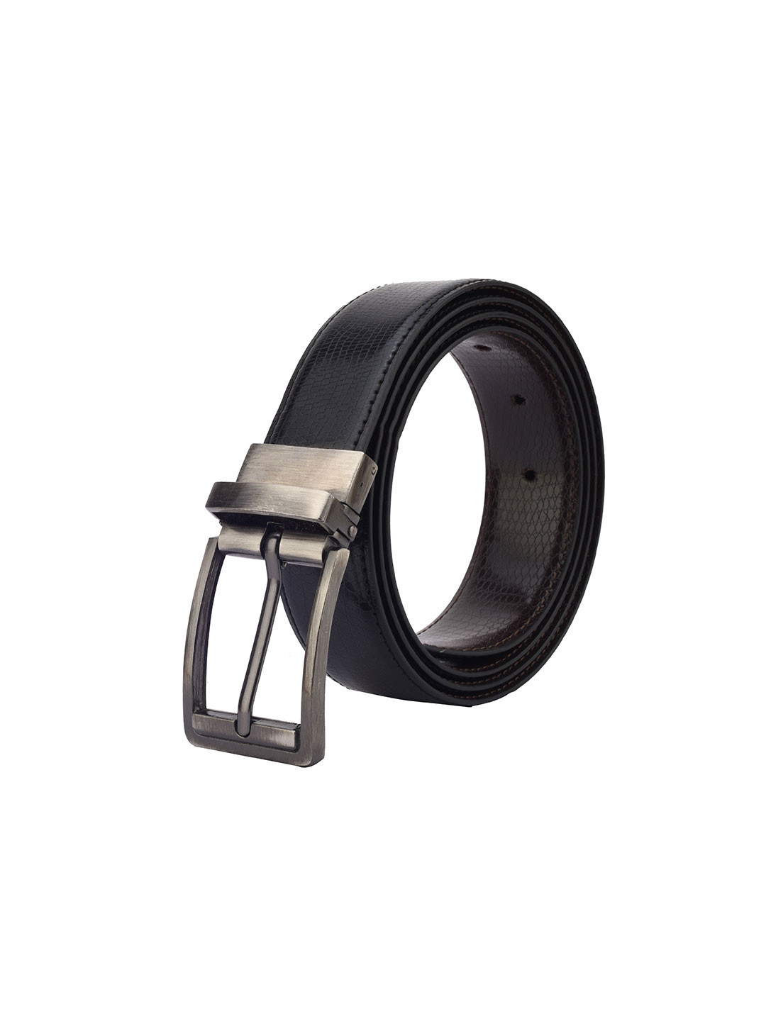 Cazzano Men Textured Reversible Pull and Twist Belt With Turning Buckle