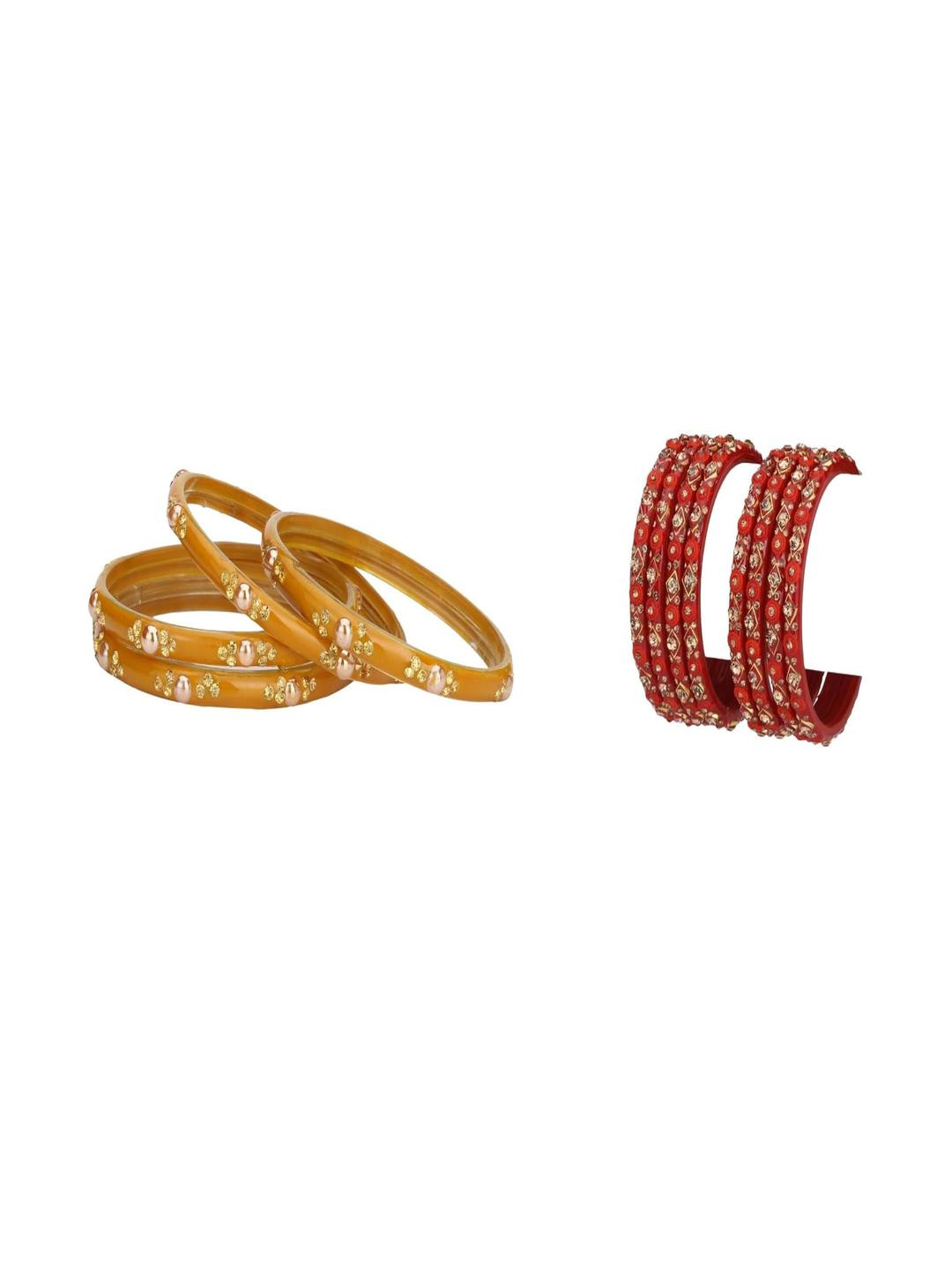 Somil Elegant Combo Glass Bangle Set | Handmade Traditional Chudi For Women | Perfect For Daily & Occasion Use, Combo of 2 Set, Yellow, Radium