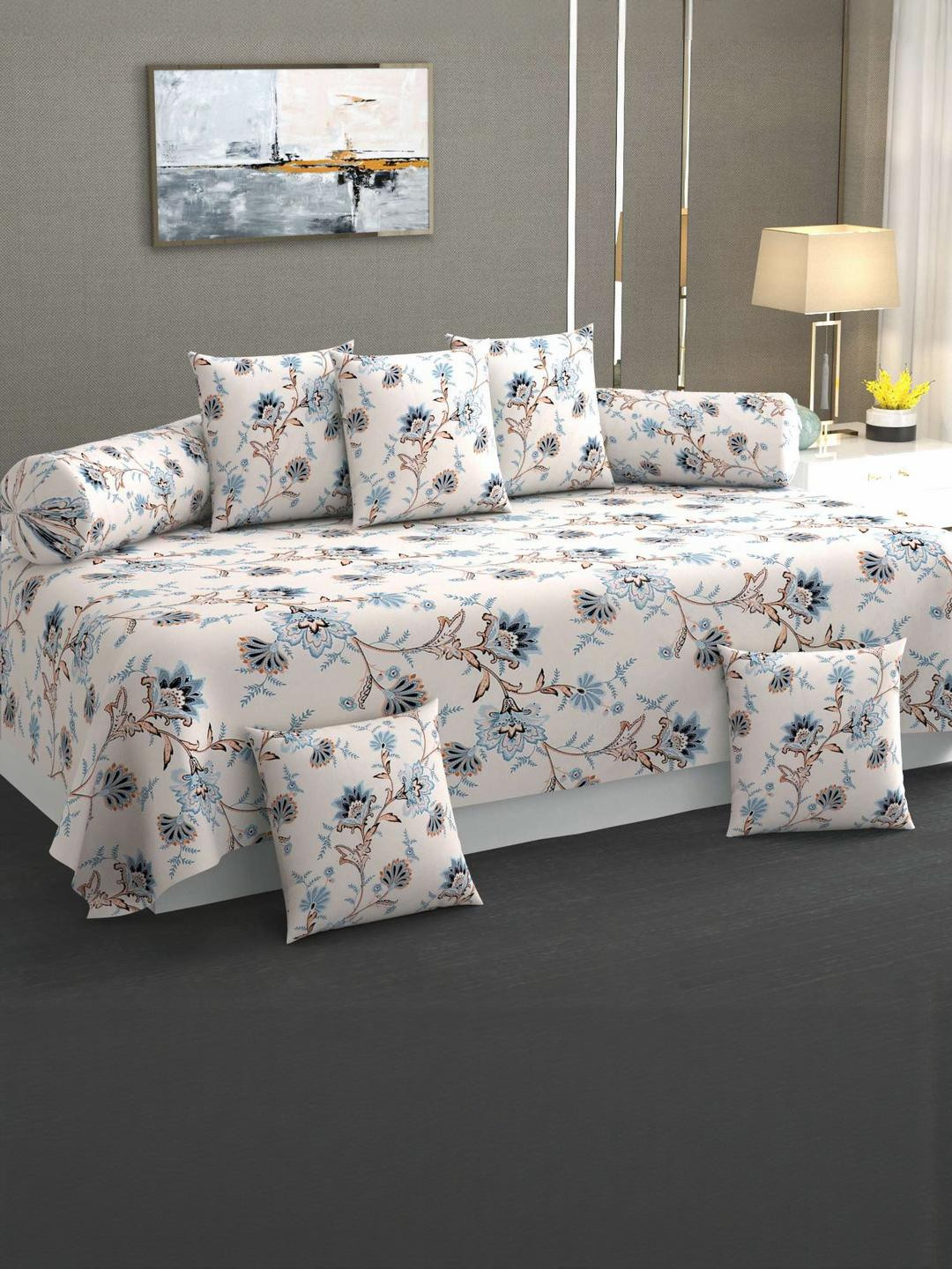 HIYANSHI HOME FURNISHING Home Furnishing Printed Cotton 8-Piece Diwan Set