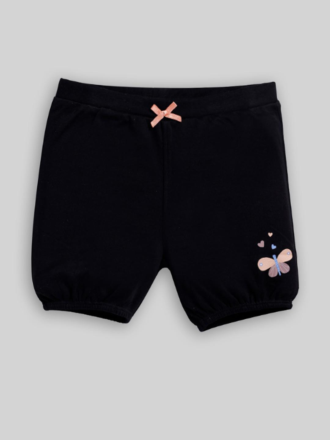 Awbabie Girls Solid Black Mid-rise Shorts