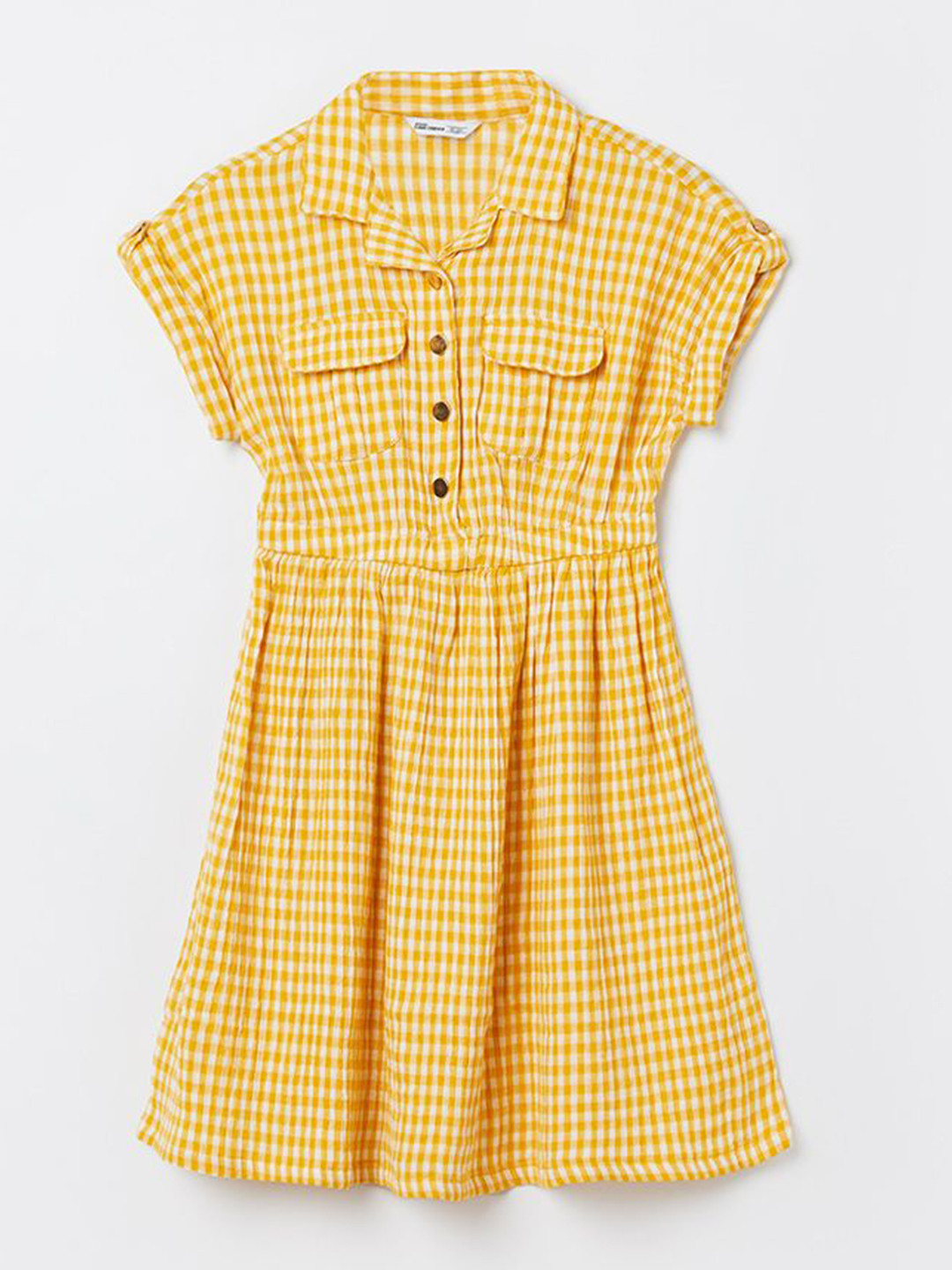 Fame Forever by Lifestyle Girls Checked Printed Utility Pockets Fit & Flare Dress