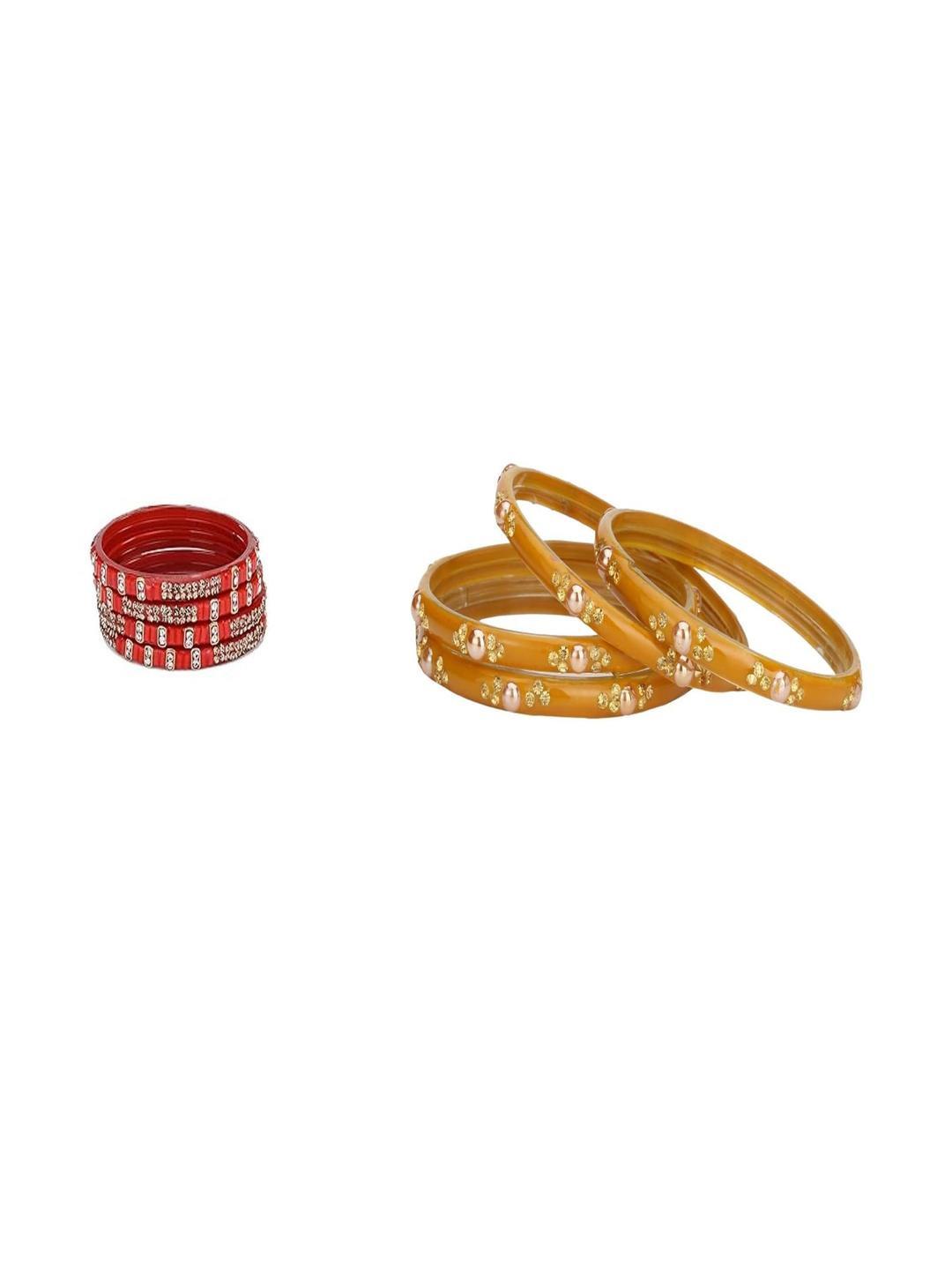 Somil Combo Glass Bangles For Women | Traditional Bangles Set | Daily, Festive & Party, Combo Of 2 Set, Red, Yellow