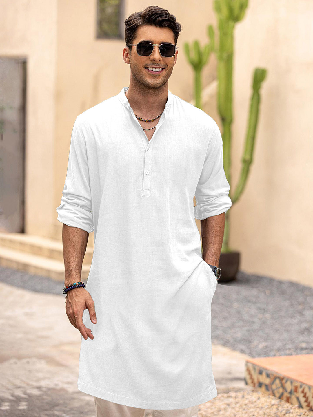 Anouk Men Knee Length Regular Straight Kurta with Trousers