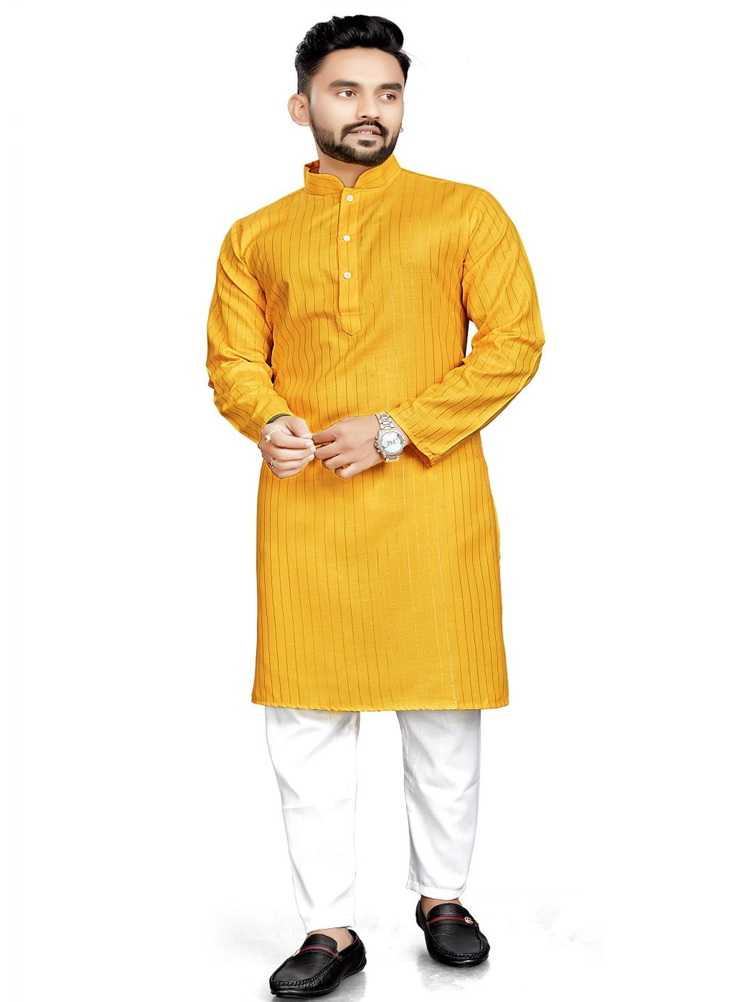 Leipzig Fashion Men Yellow Kurtas