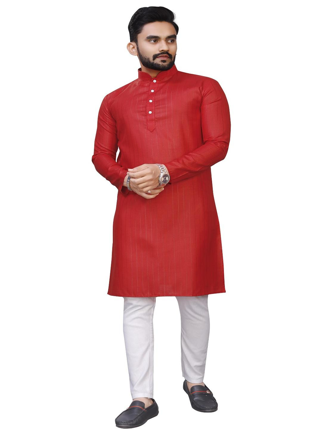 Leipzig Fashion Men Red Kurtas