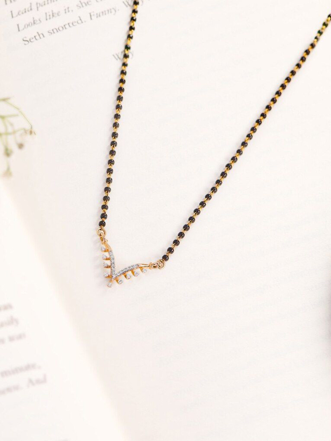 NKR GOLD Gold-Plated Diamond V-Curve Mangalsutra