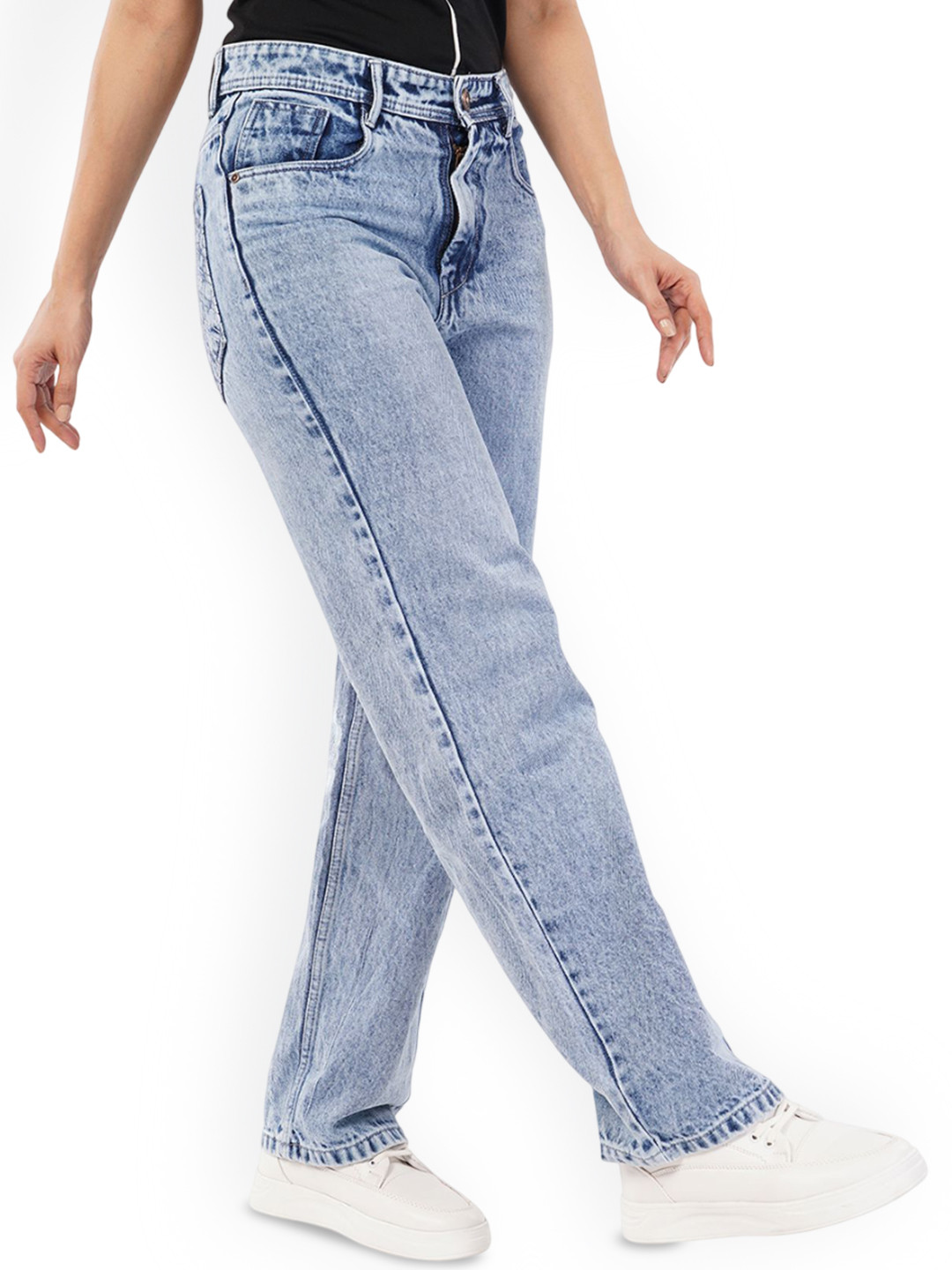 VRONE Women Comfort Mid-Rise Heavy Fade Cotton Stretchable Jeans