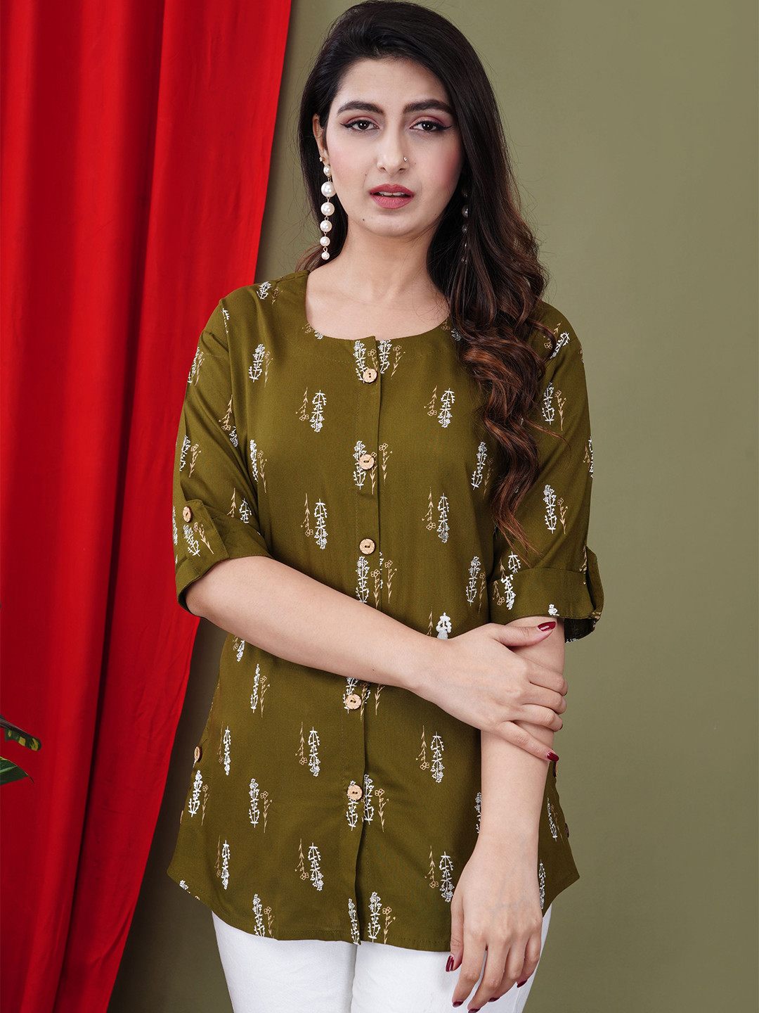 FebQ Women Floral Printed Shirt Top