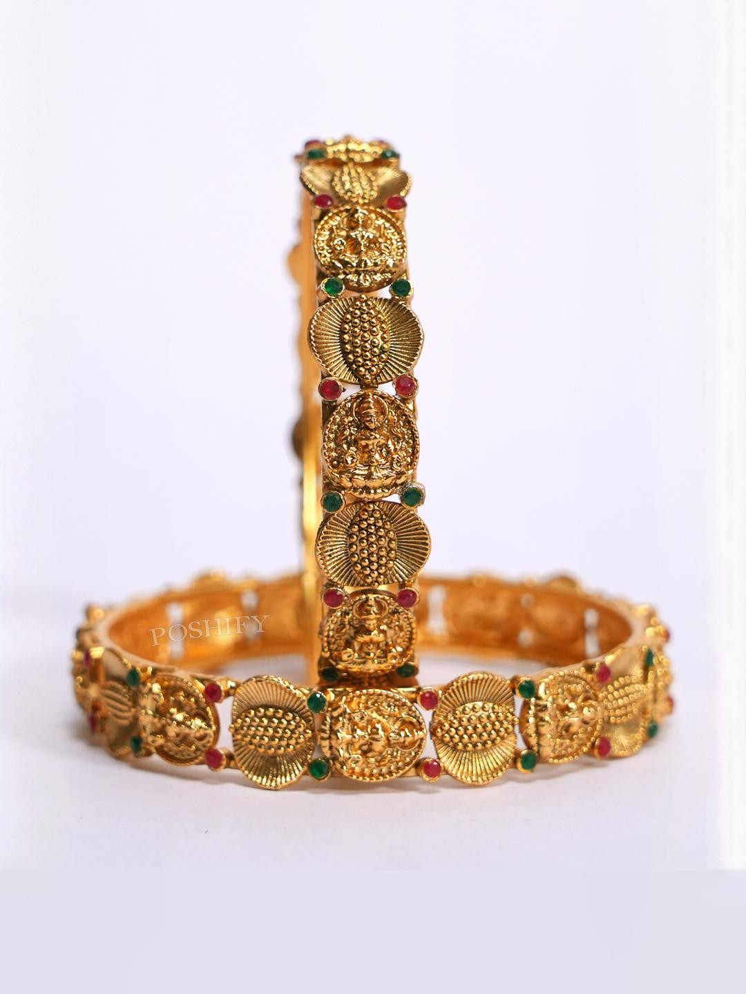 Luxury Gold Plated Goddess Laxmi Design  Pure Brass Bangles 1492-1512 Stylish Traditional Bangle