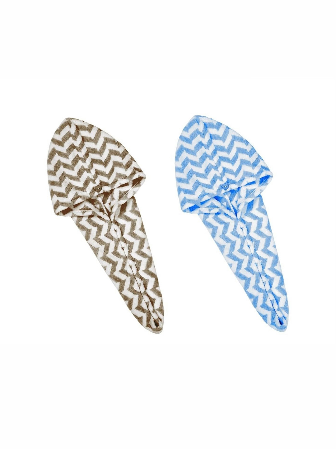 HOUSSE Brown & Blue 2 Pieces Printed 300 GSM Microfiber Head Towels