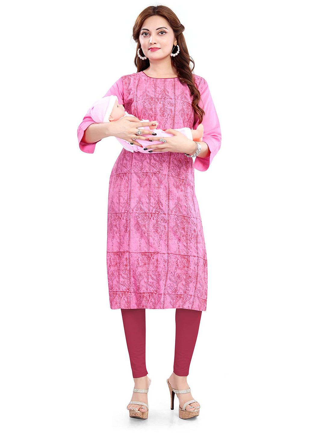 B2F Manufacturing & Designing Kurti Women Floral Printed Daily Straight Kurta