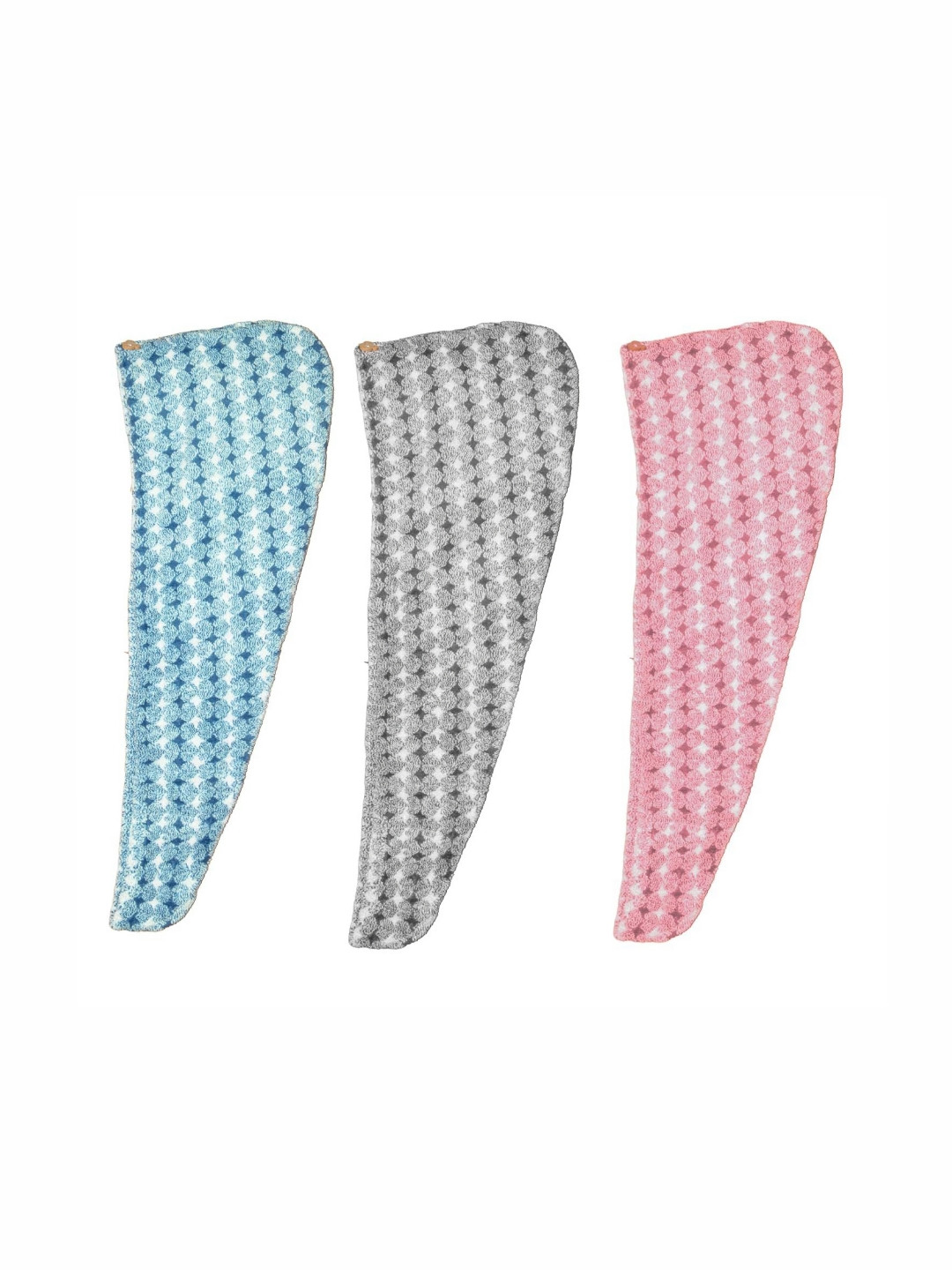 HOUSSE Blue & Grey Pack Of 3 Printed 300 GSM Bath Towel