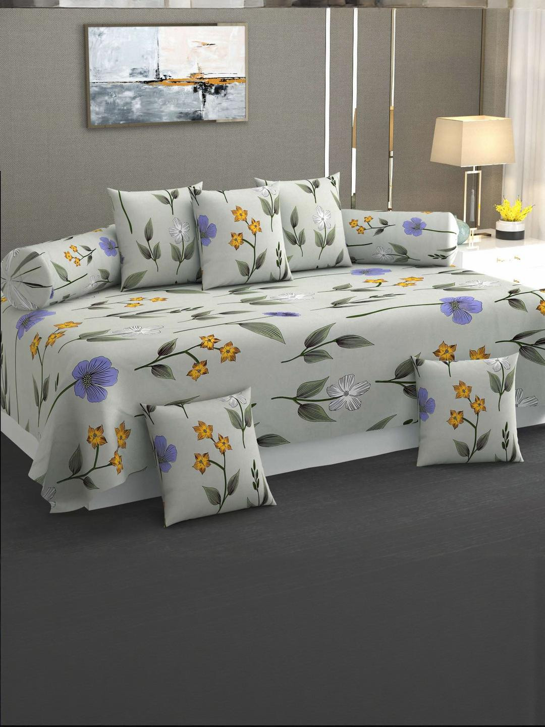 HIYANSHI HOME FURNISHING Single Bedsheet With Cushion Covers & Bolster Covers Diwan Set
