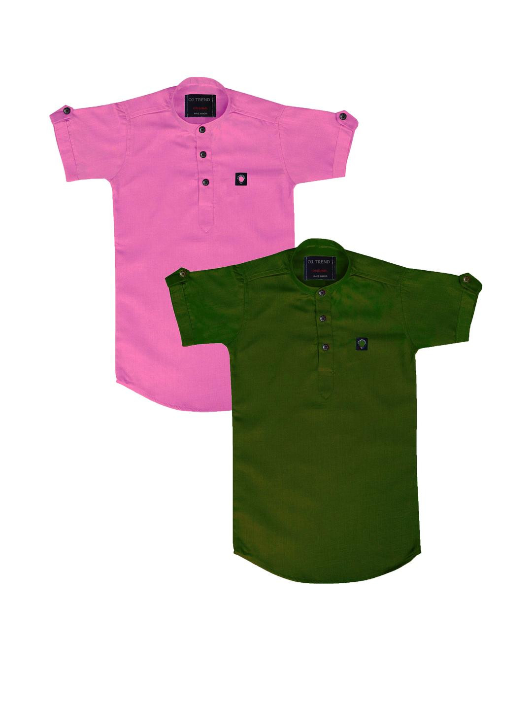 OJ TREND Kids-Boys Pink Kurtas