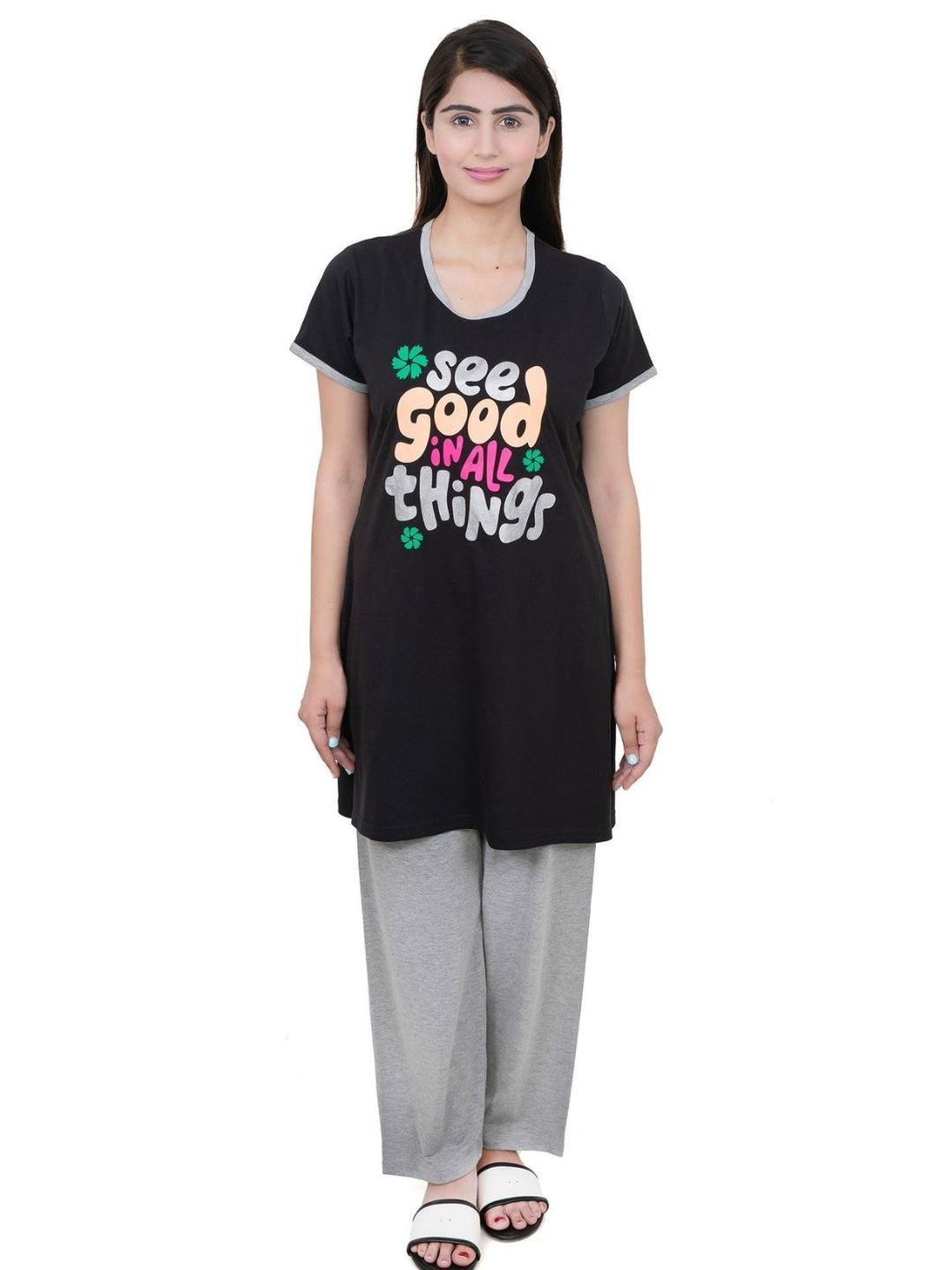 E-MAX Women Printed Night suit