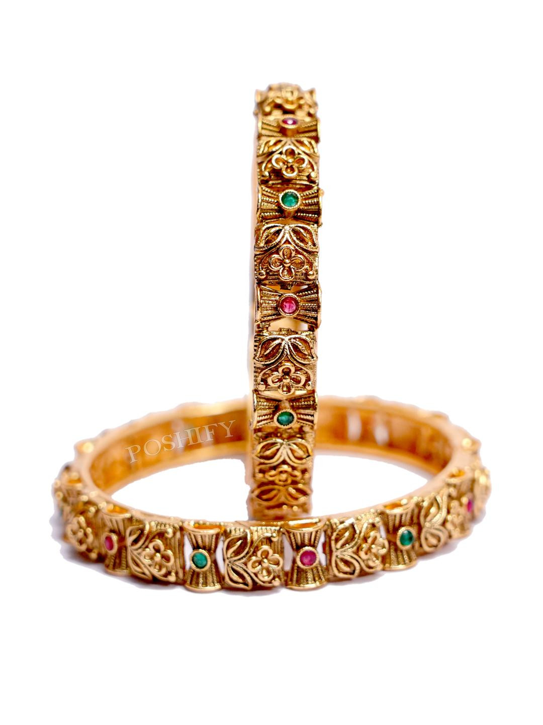 Luxury Gold Plated Pure Brass Bangles 1491-1484 Stylish Traditional Bangle