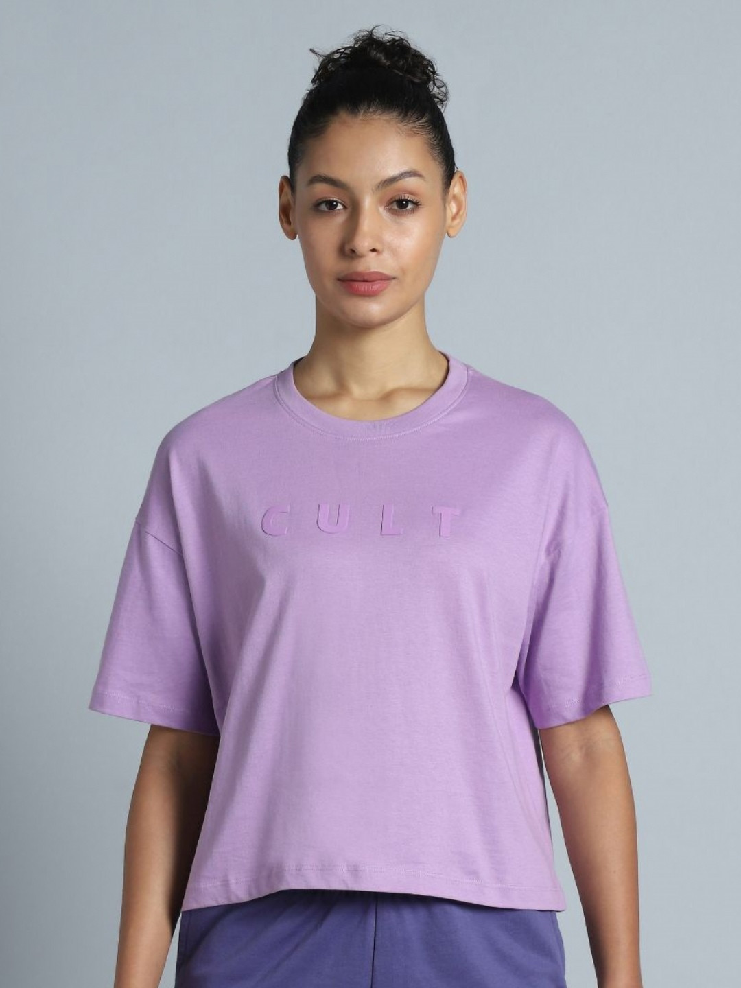CULT Women Purple Tonal Branding Graphic T-shirt