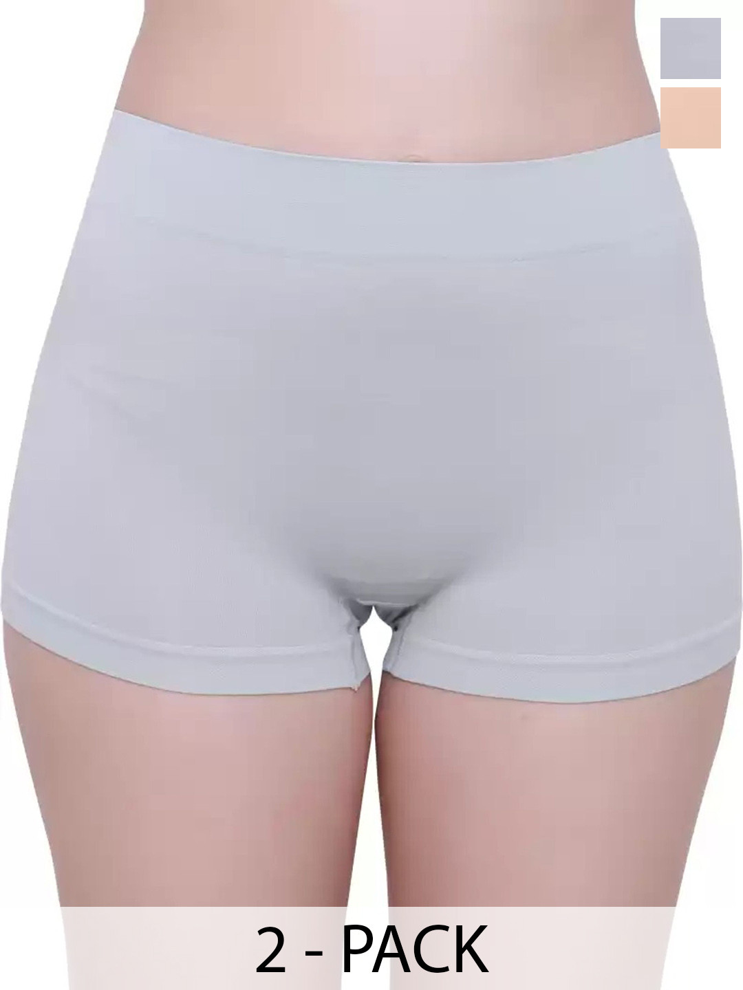 DHANDAI FASHION Pack Of 2 Mid-Rise Boys Shorts Briefs Boy Short Full P(Mo-2+CB-2)GreSkn