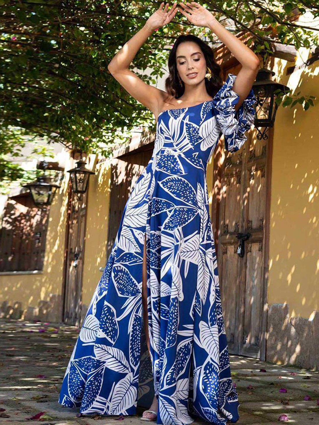 Miss Mosa By Akanksha  Miss Mosa By Akanksha  Blue Arica Swimsuit With Skirt