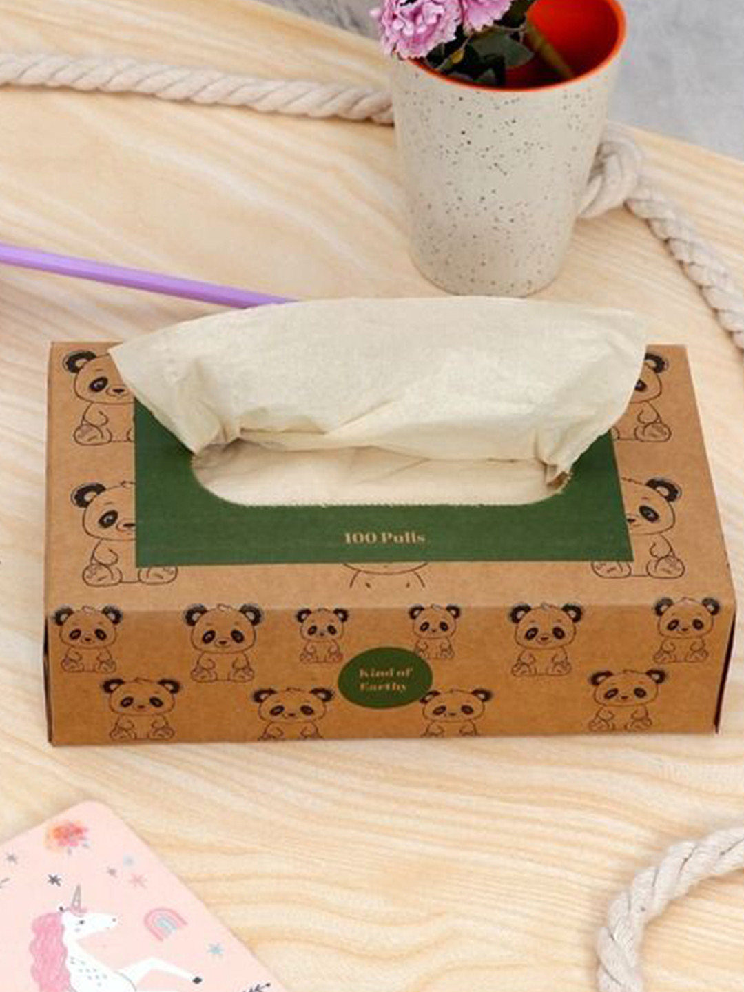 Kind of Earthy Set Of 2 Bamboo Facial Tissues Paper Box - 100 Pulls Each