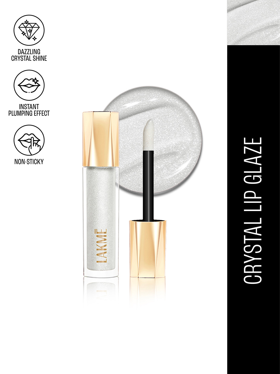 Lakme Glitterati Non-Sticky Hydrating Lip Glaze With Vegan Collagen 5ml - Crystal Crush