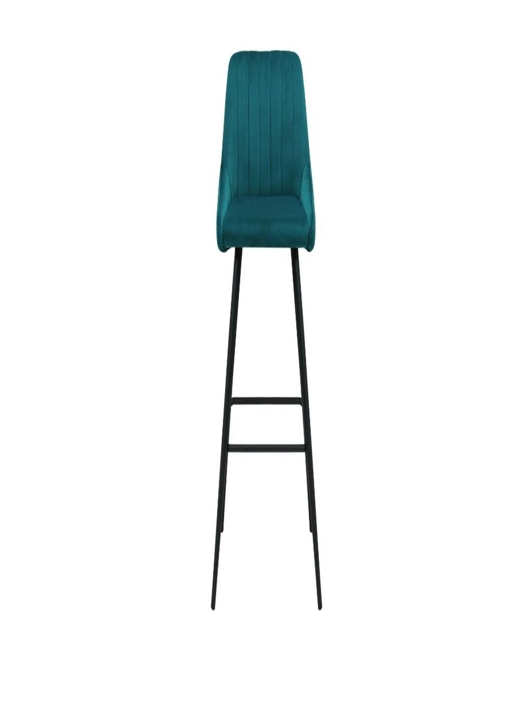 Doe Buck Modern Velvet High Bar Teal Chair with Black Legs