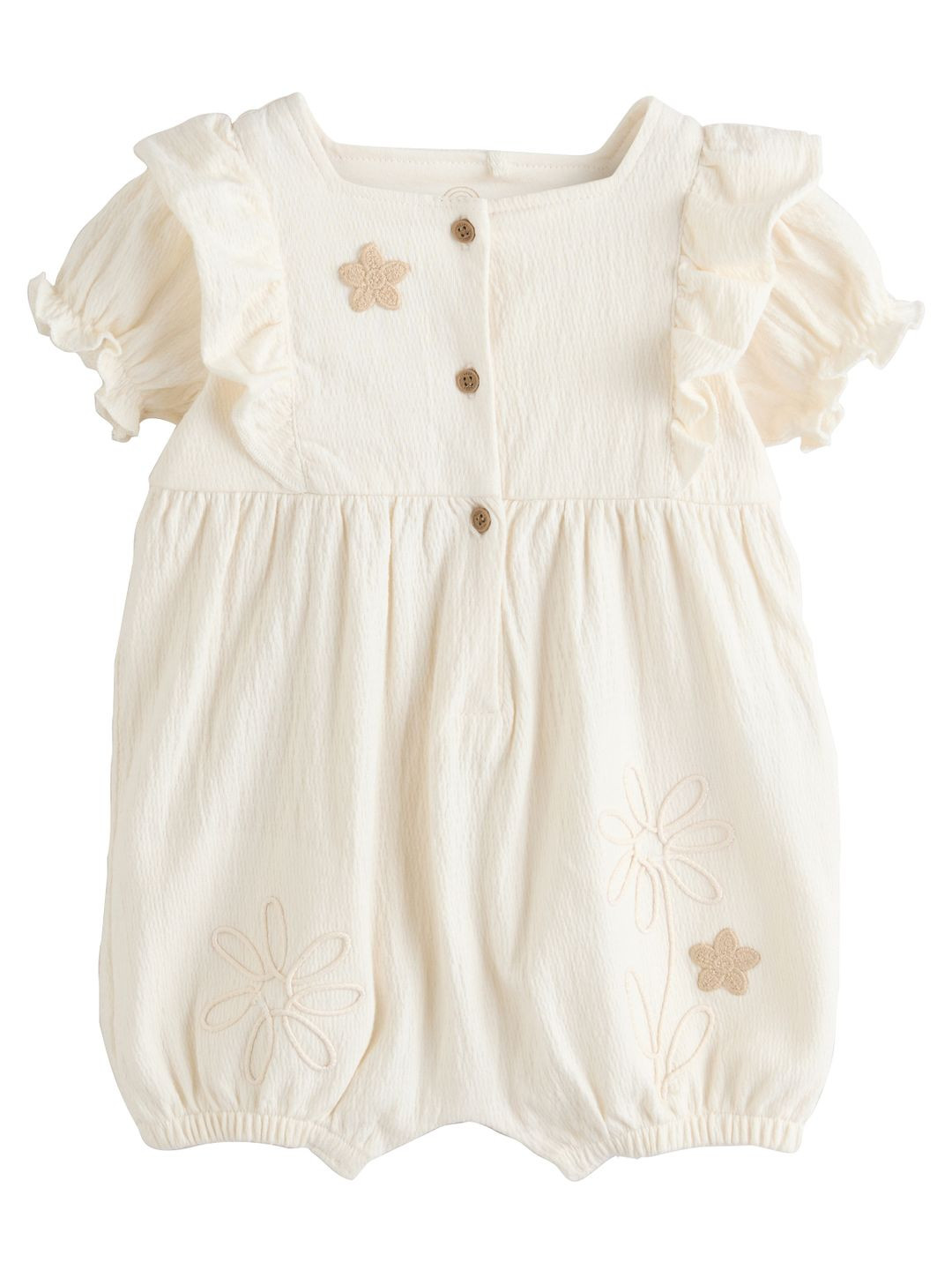 NEXT Infant Girls Floral Embroidered Ruffles Rompers