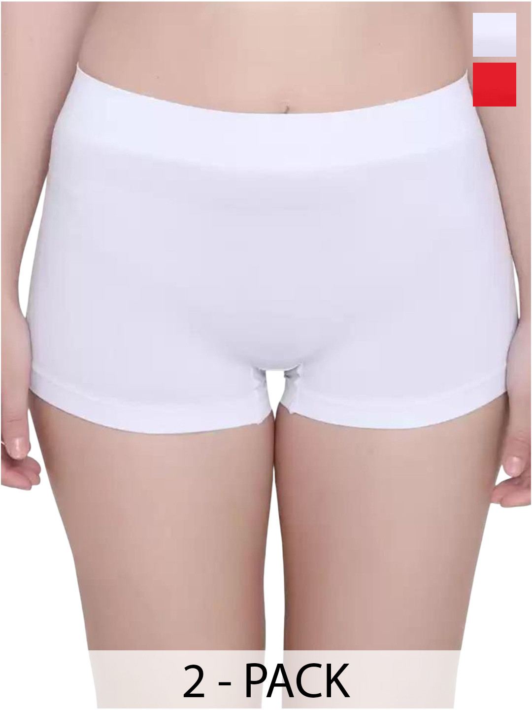 DHANDAI FASHION Pack of 2 Mid-Rise Boys Shorts Briefs Boy Short Full P(Mo-2+CB-2)RedWht