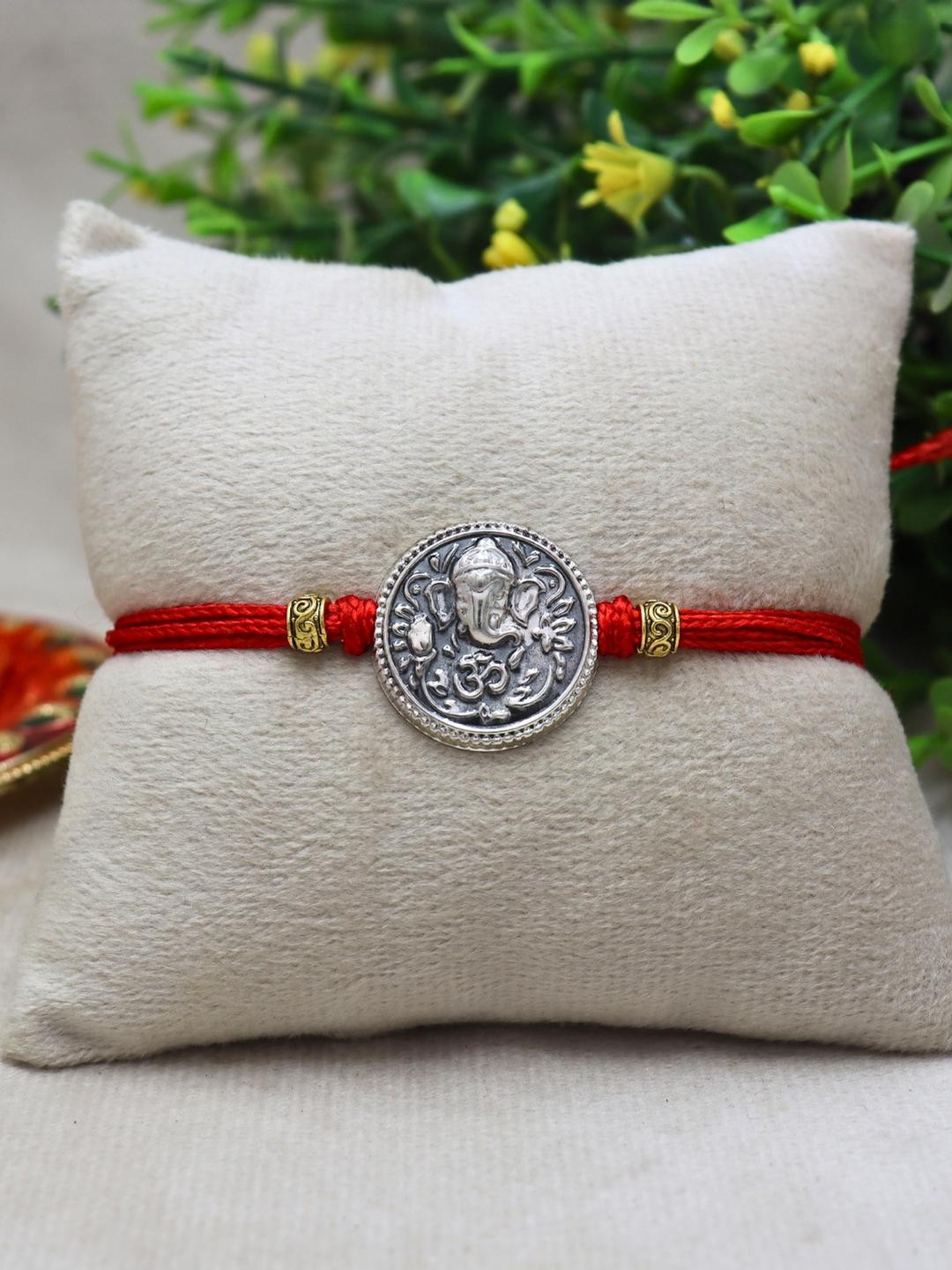 RANA SILVER RAKHI Silver Lord Ganesha Thread Rakhi