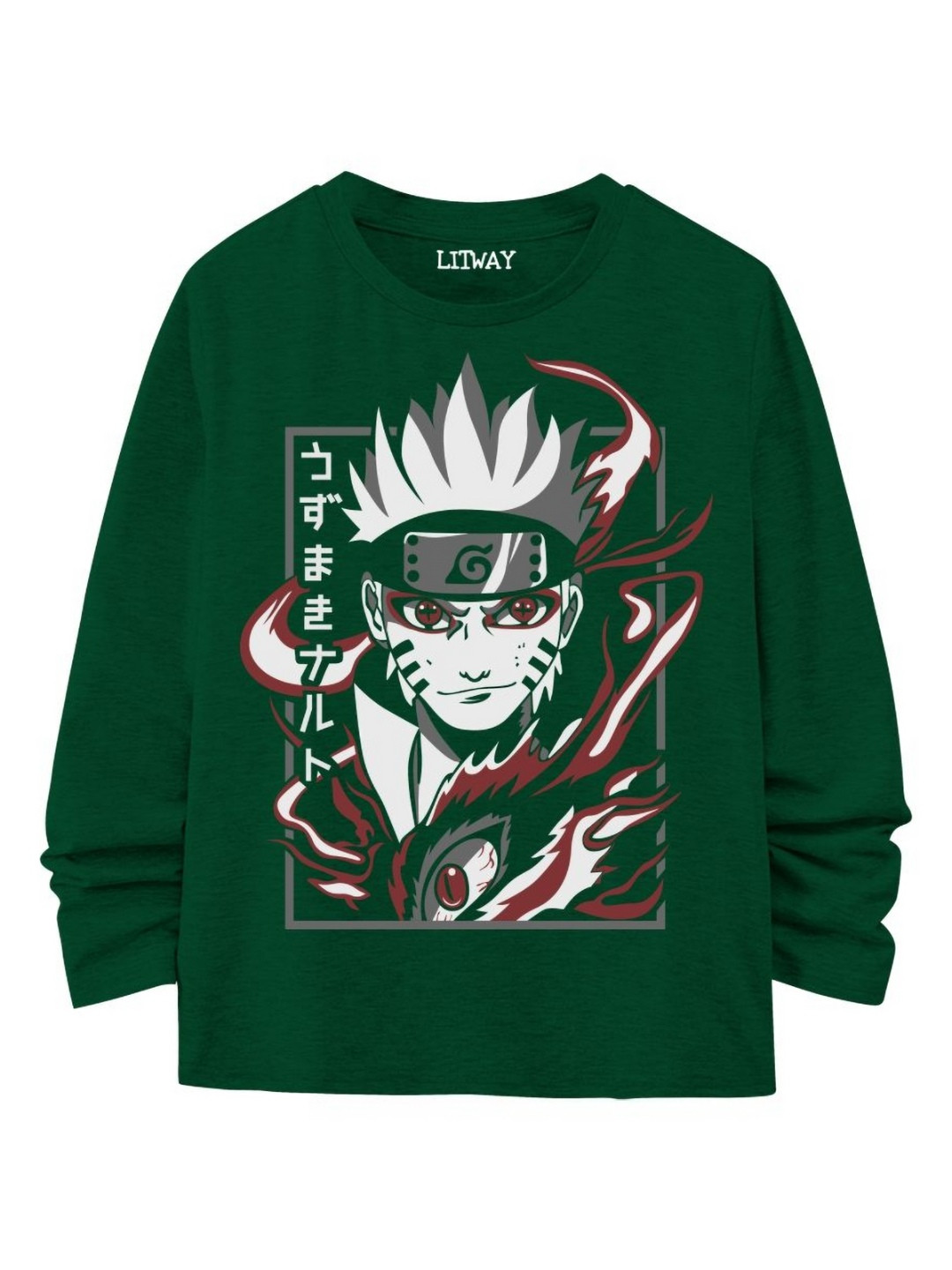 LITWAY Boys Uzumaki Naruto Graphic Printed Round Neck Cotton T-shirt
