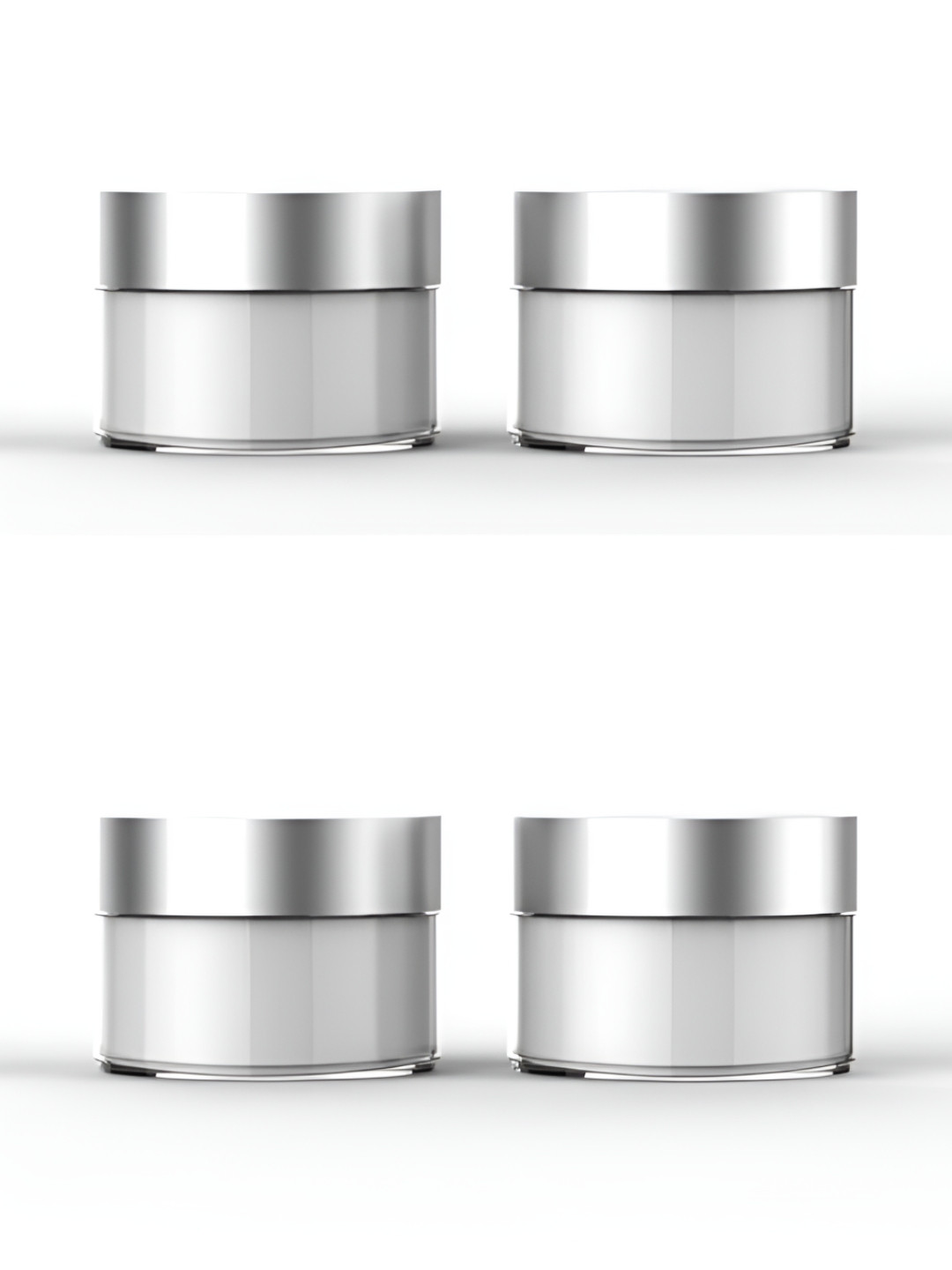 DEVINEZ White & Grey 4 Pieces Glass Cosmetic Jars With Lid - 30 G Each