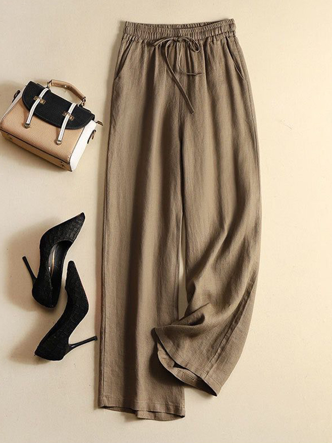 Miss Mosa By Akanksha  Manon Statement Linen Pants In Brown