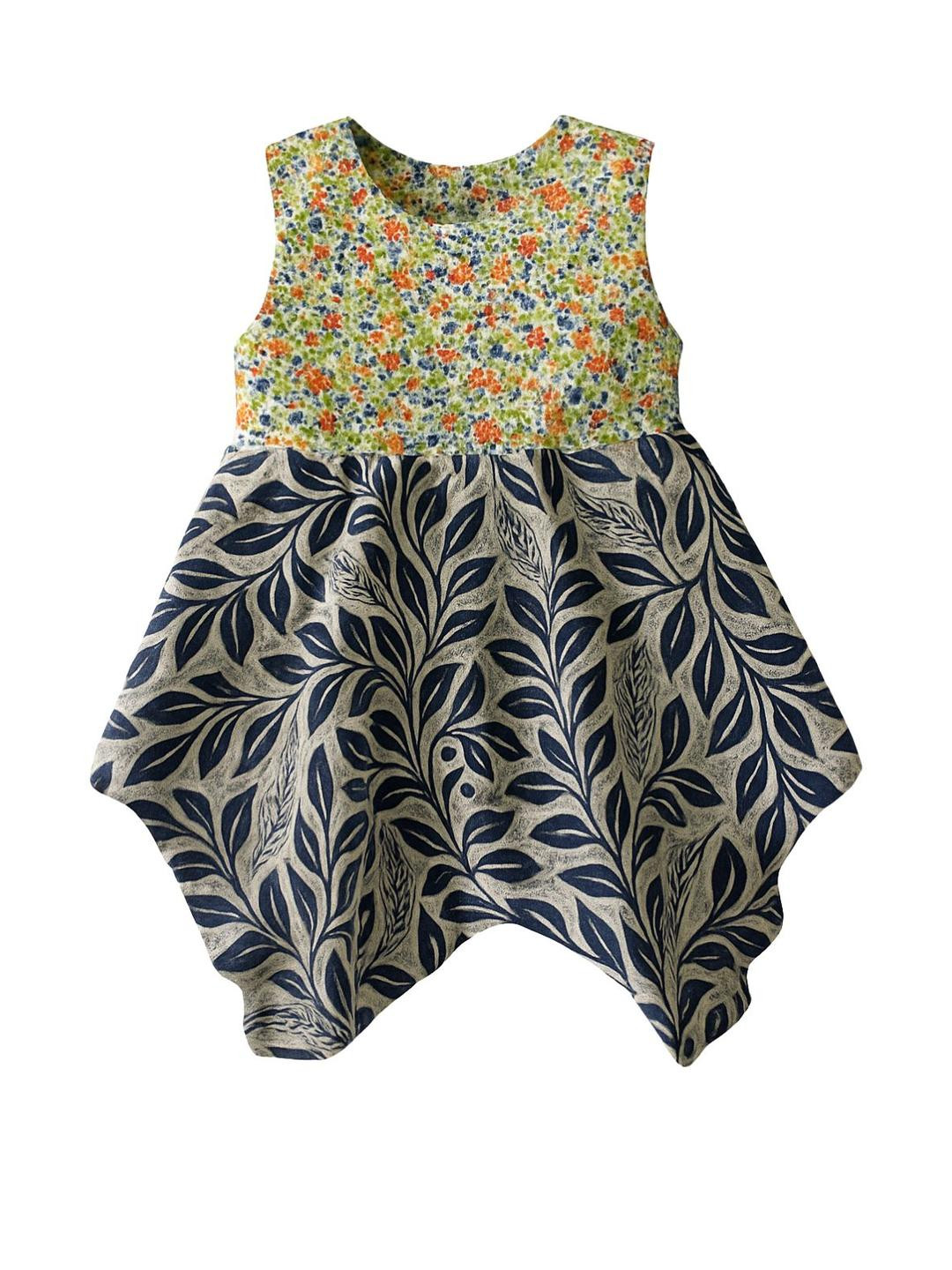 Girls frock / Dress - home wear/comfortable - Floral blue
