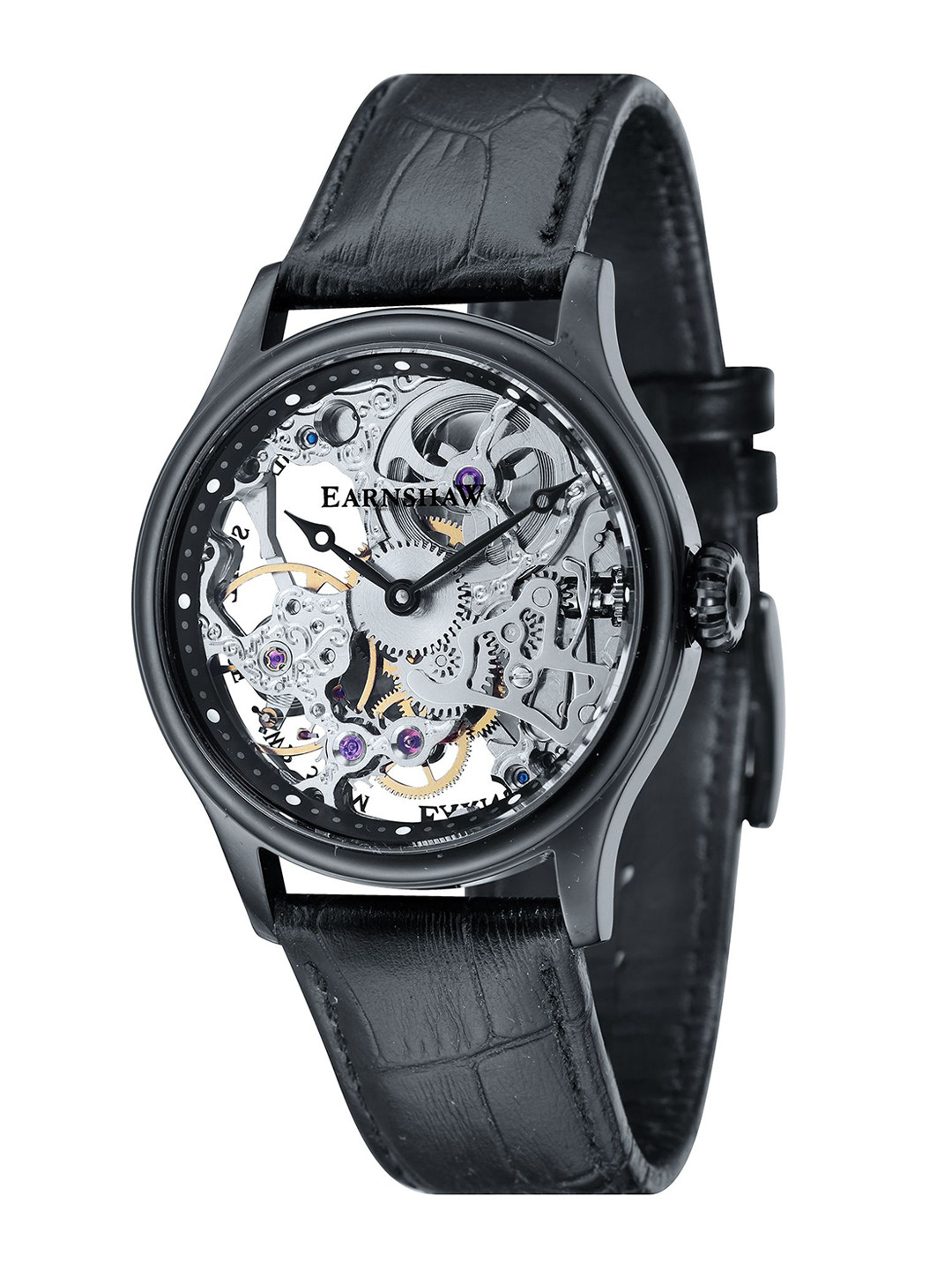 EARNSHAW Men Skeleton Brass Dial & Leather Straps Analogue Watch ES-8049-04