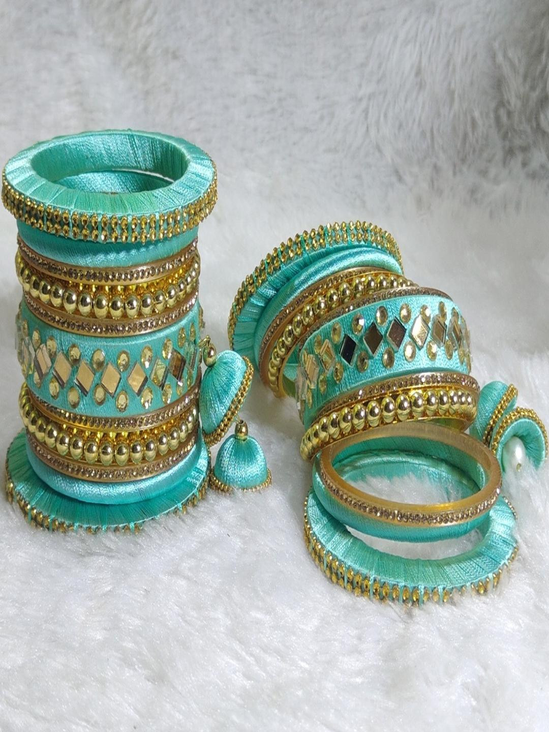 Nisha Jewellers Women Artificial Stones & Beads Detailed Thread Bangles