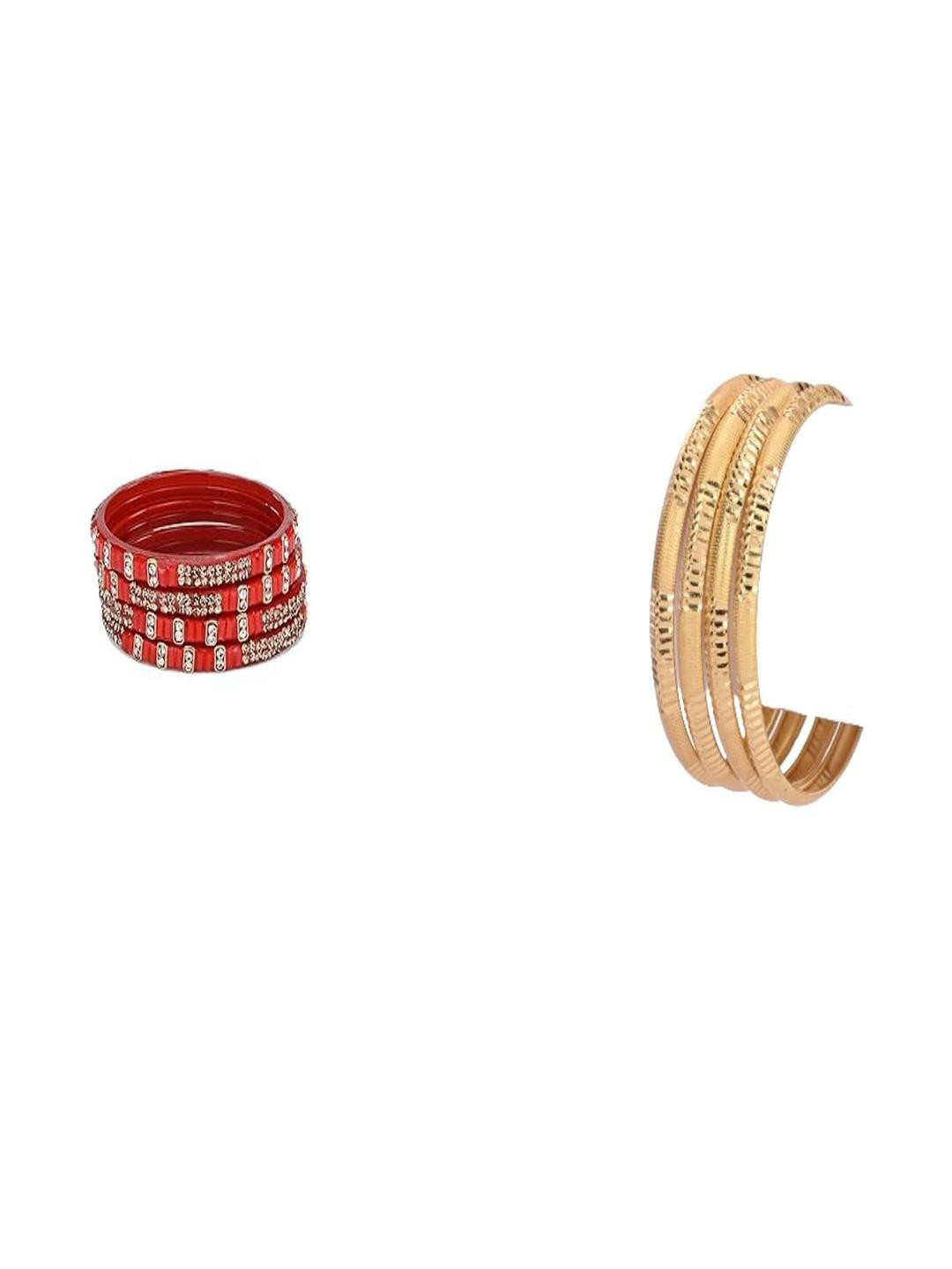 Somil Combo Glass Bangles For Women | Traditional Bangles Set | Daily, Festive & Party, Combo Of 2 Set, Red, Golden