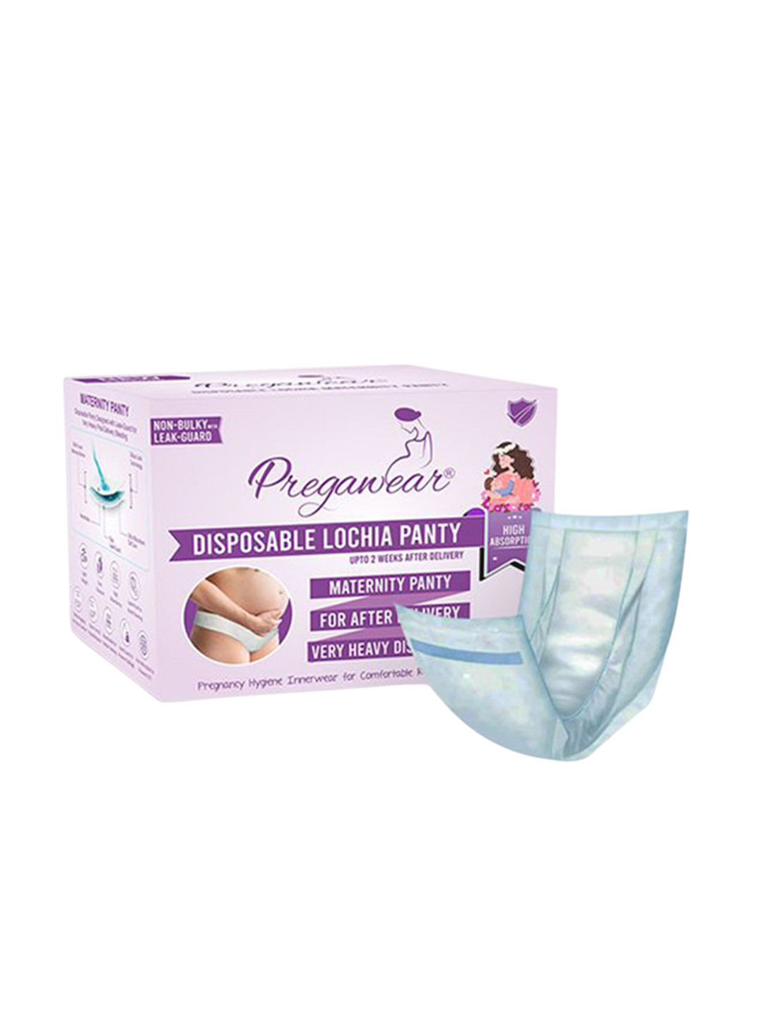 Pregawear Lochia Maternity Panty 5 & Maternity Pad 5 After Delivery Soft & Comfortable