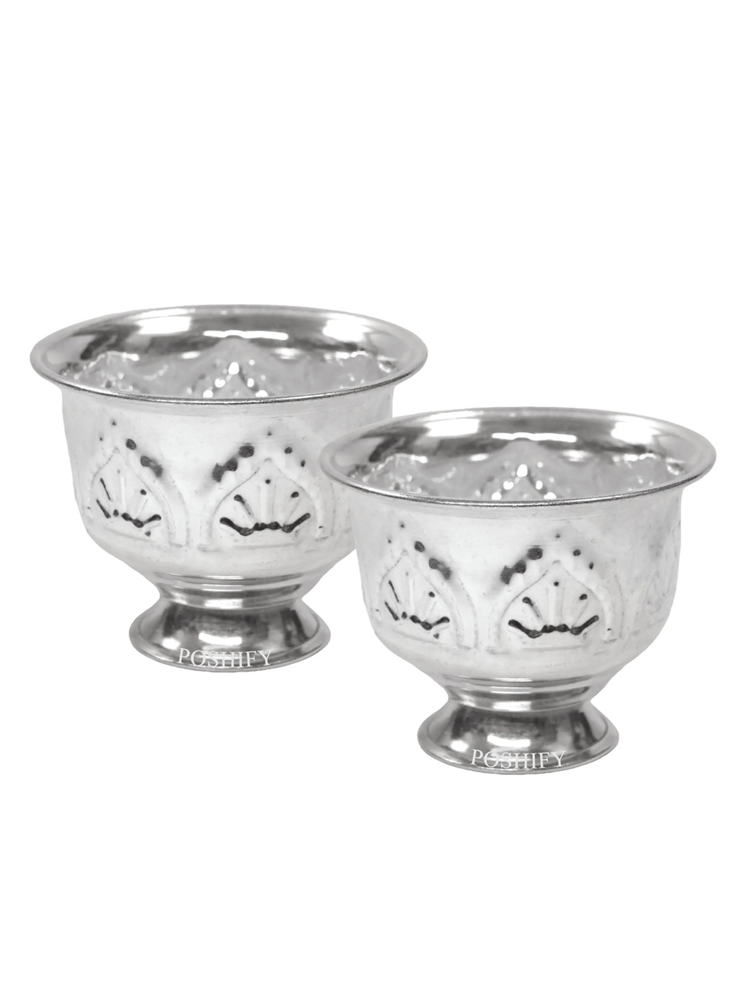 POSHIFY Pack of 2 Pure German Silver Bowl For Pooja Temple & Gift