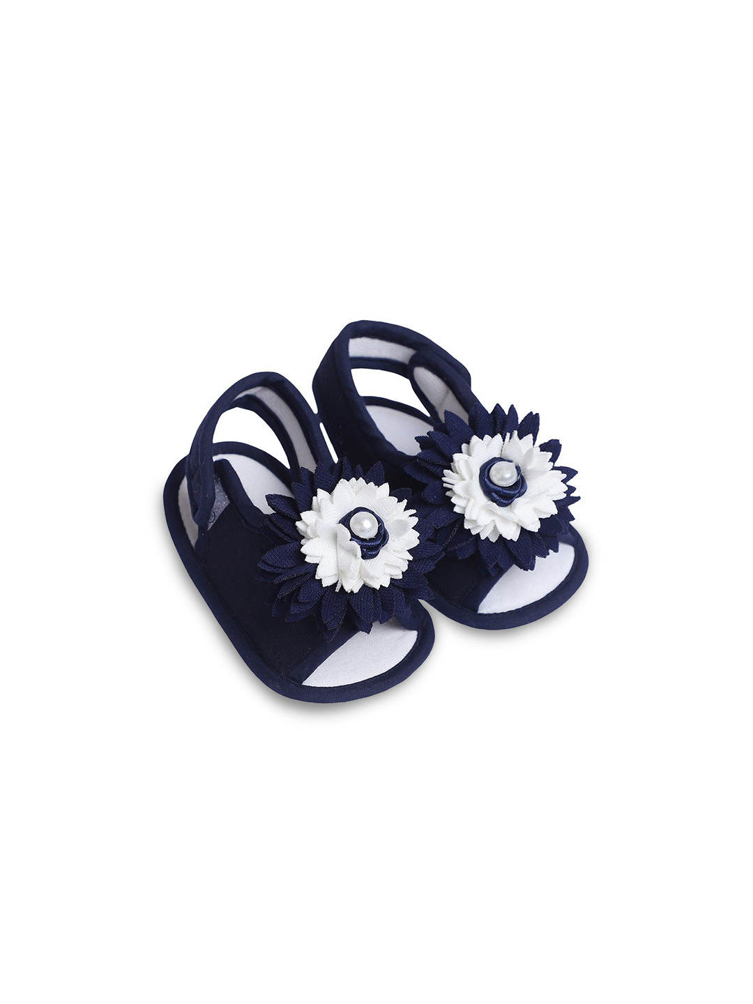 COCO CANDY Girls Cotton Floral Applique Booties