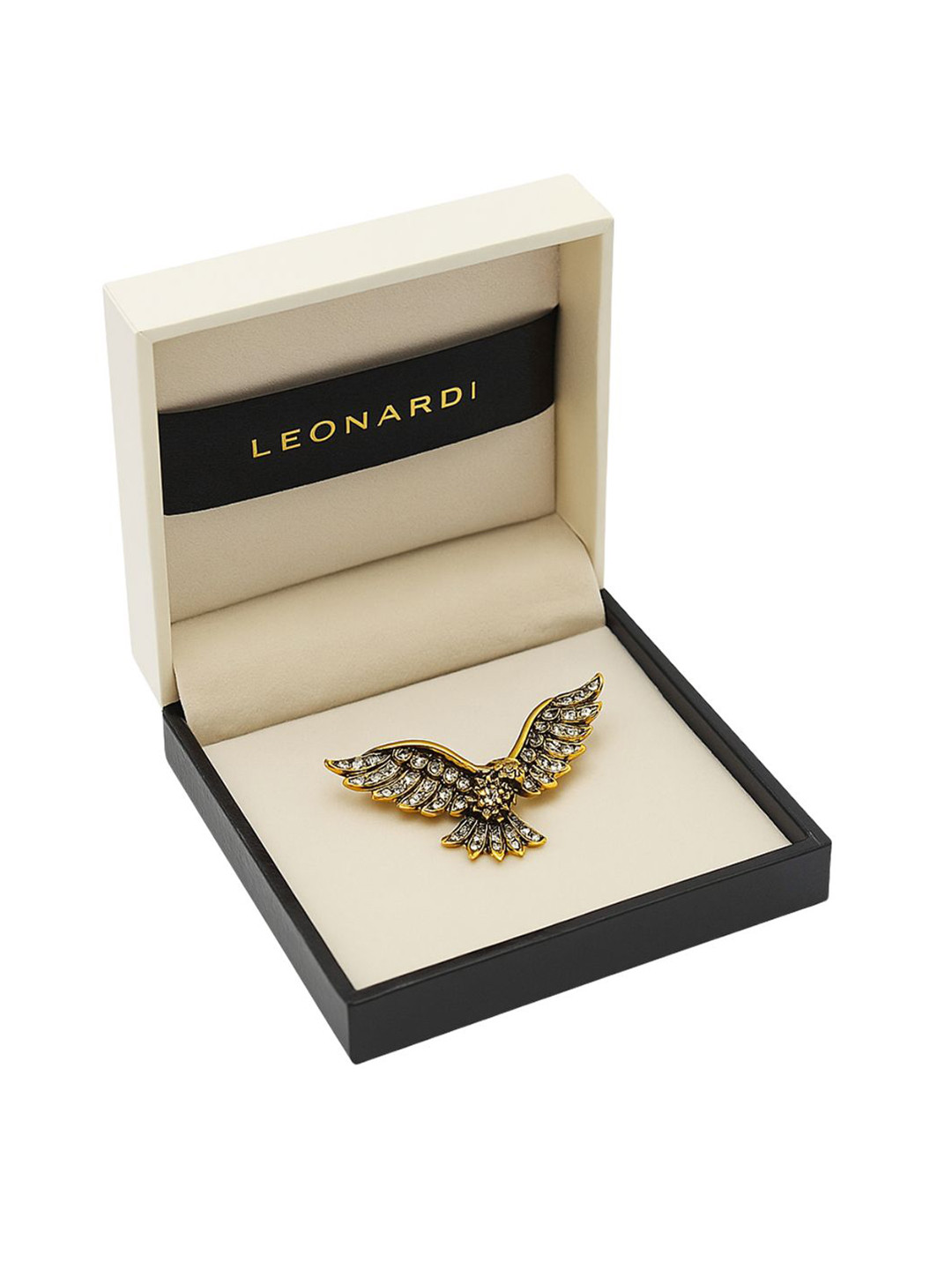 Leonardi Men Crystal Studded Statement Brooch