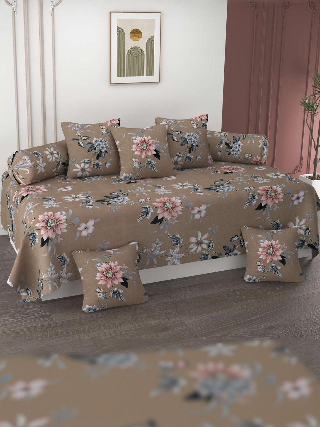 HIYANSHI HOME FURNISHING Single Bedsheet With Cushion Covers & Bolster Covers Diwan Set