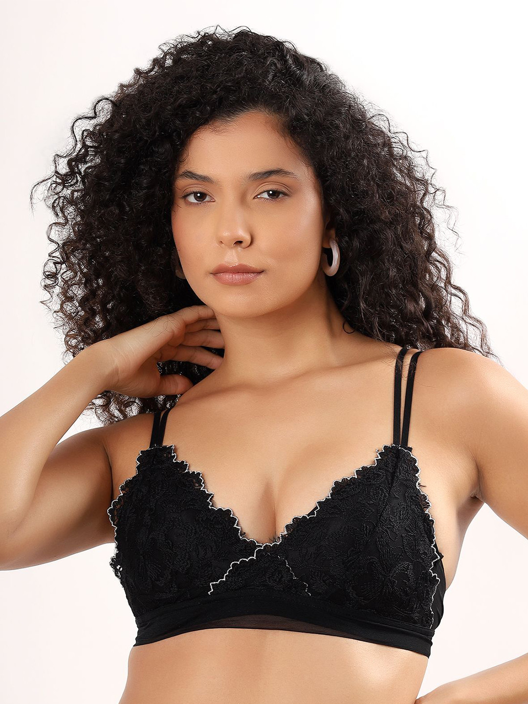 PARKHA Floral Medium Coverage Lacey Dual Strap Lightly Padded Embellished Bra