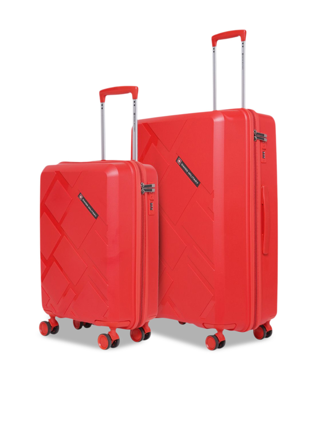 SWISS MILITARY Set Of 2 Star Textured Hard-Sided Trolley Bags