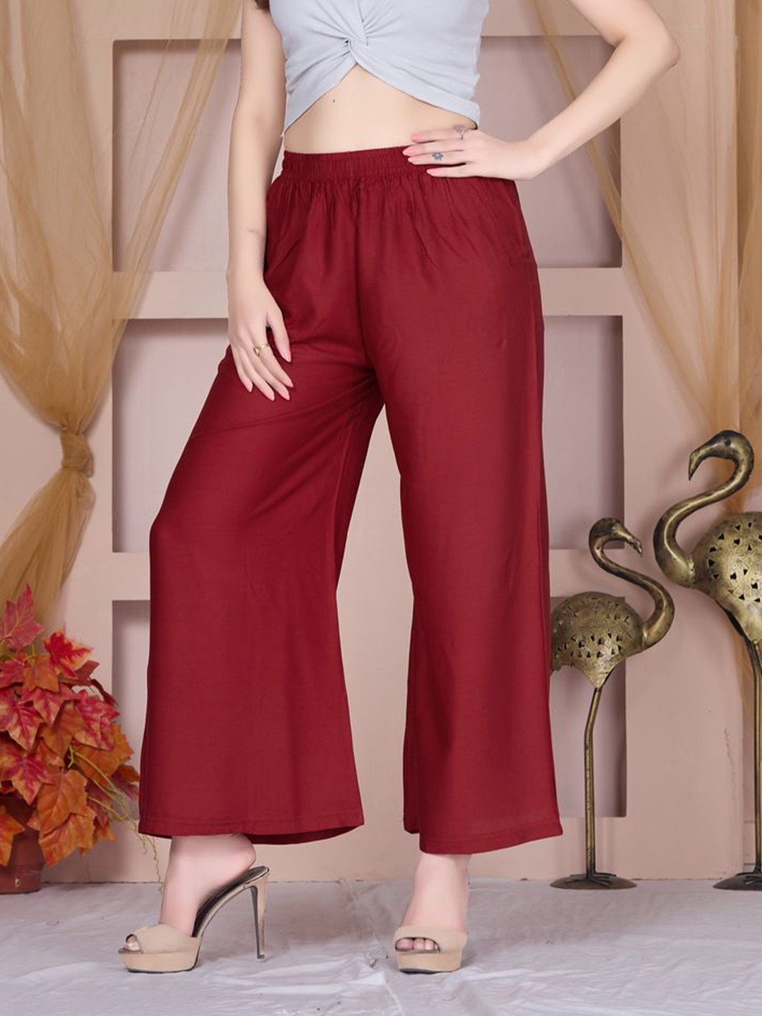 Vivika Women Slip-on Flared Regular Palazzos