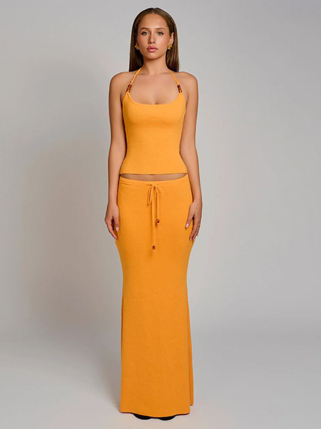 StyleCast x Revolte Women Halter Neck Top and Skirt Co-Ords Sets