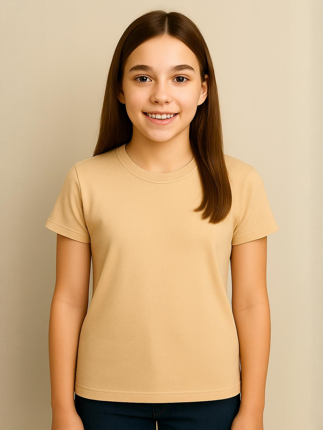 NOW OR NEVER Kids-Girls Beige Tshirts
